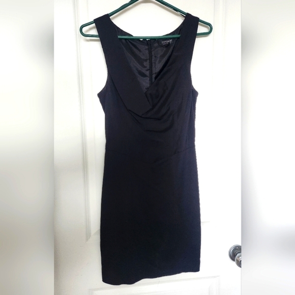 Topshop black cowl neck satin lined Mini Dress - Picture 1 of 3